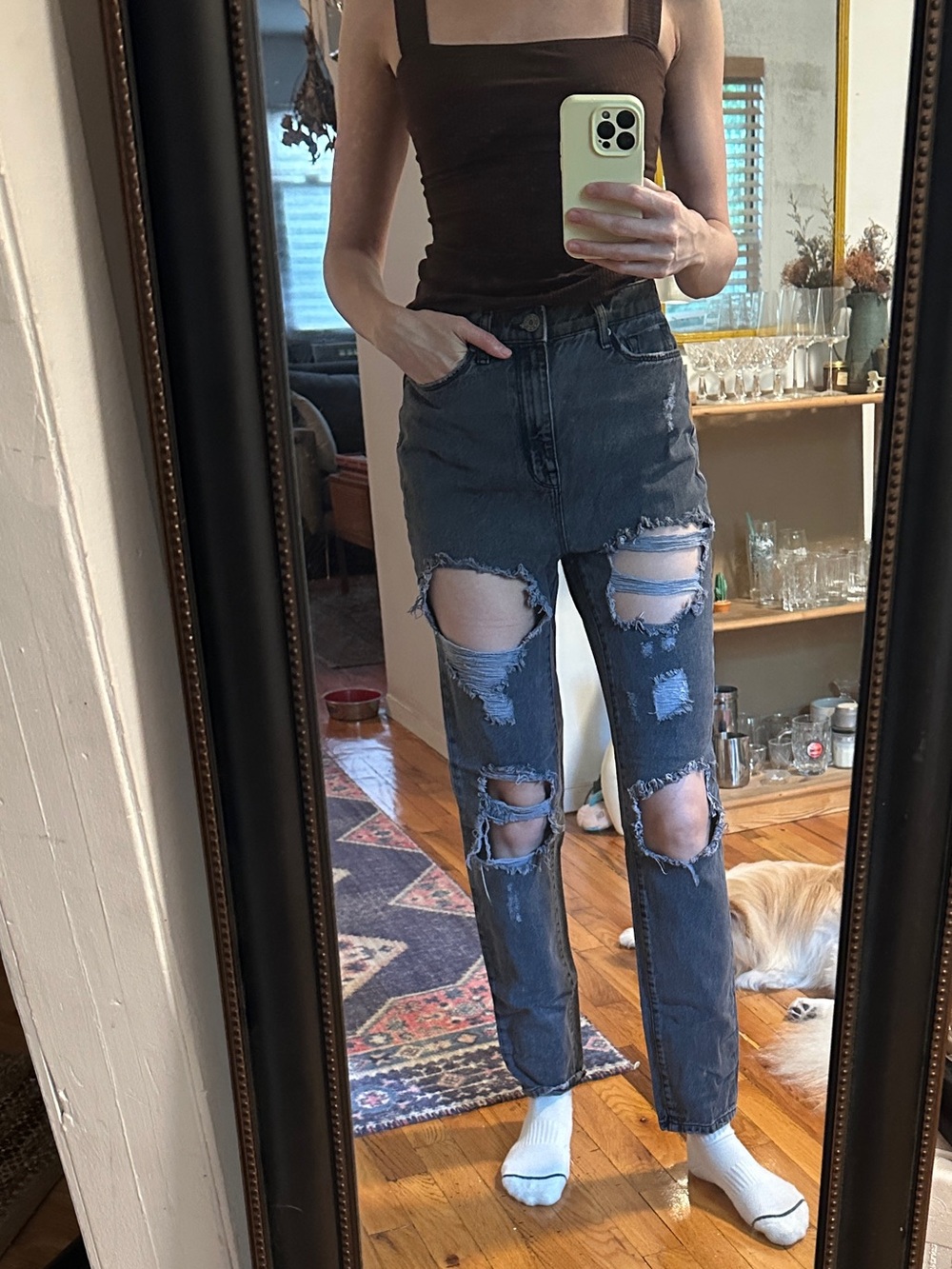 BDG high rise ripped mom jeans